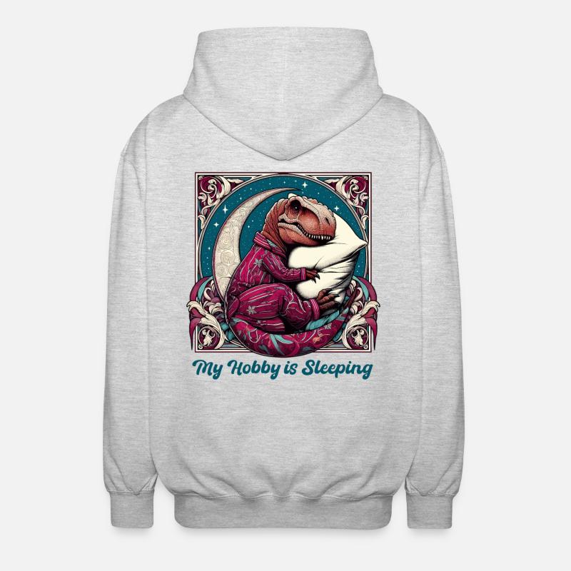 T-Rex Sleeping Hobby Cadeau - Veste à capuche unisexe - gris clair chiné