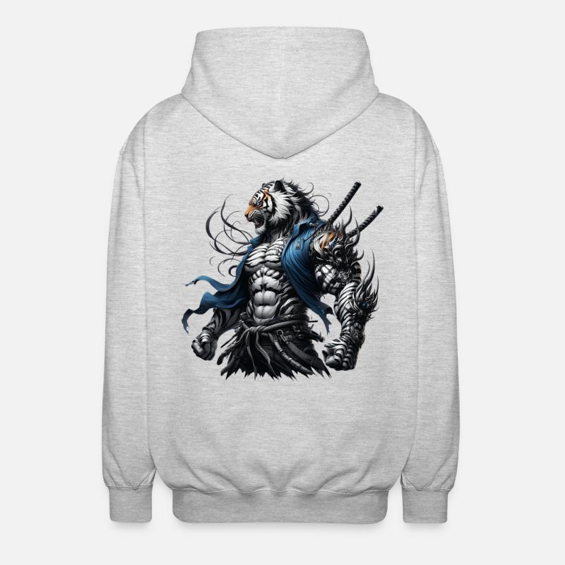 Samurai Tiger - Unisex Hooded Jacket - light heather grey