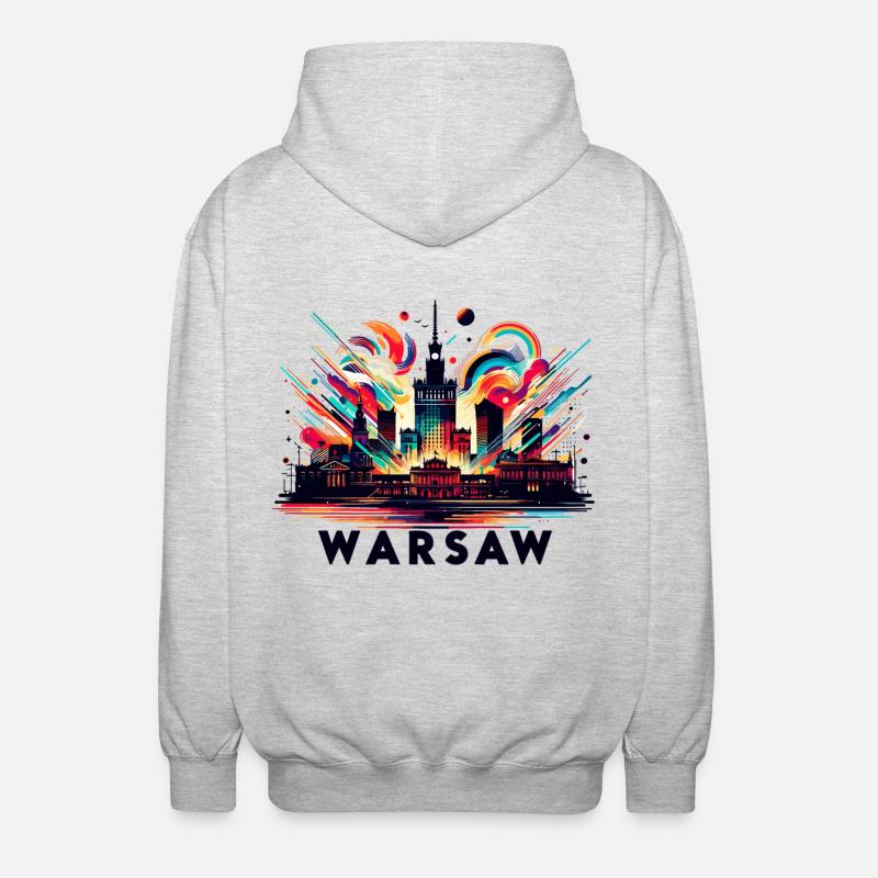 Varsovie Capitale Pologne Cadeau - Veste à capuche unisexe - gris clair chiné