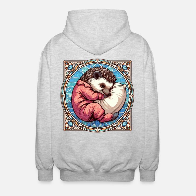Hedgehog Sleeping Passion Gift - Unisex Hooded Jacket - light heather grey