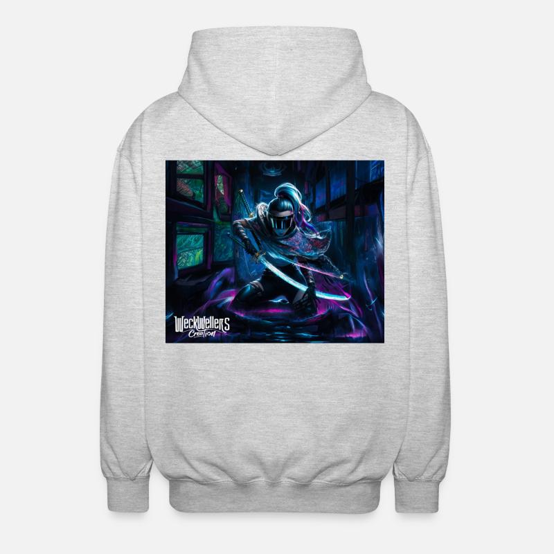 Graffiti Anime Samurai - Unisex Hooded Jacket - light heather grey