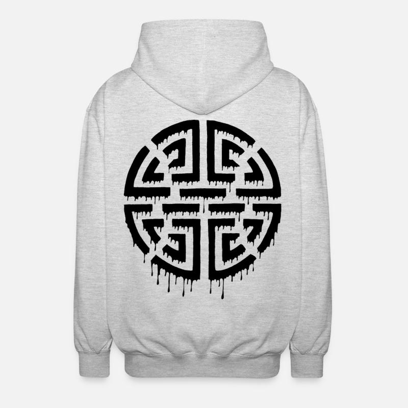 Graffiti eines schwarzen Labyrinths - Unisex Kapuzenjacke - Hellgrau meliert