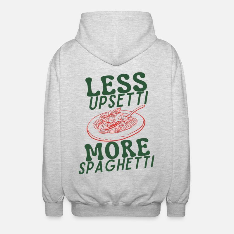 Moins d’Upsetti Plus de Spaghetti - Veste à capuche unisexe - gris clair chiné