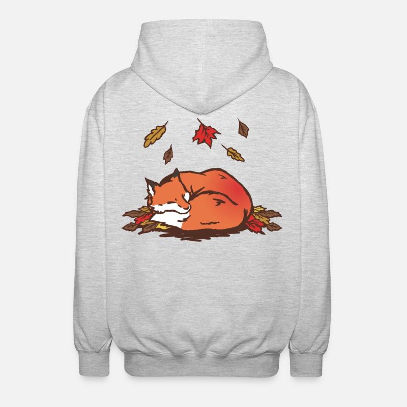 Ruhiger Herbstfuchs Illustration - Unisex Kapuzenjacke - Hellgrau meliert