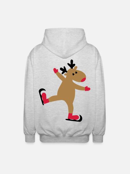 Funny moose for Christmas - Unisex Hooded Jacket - light heather grey