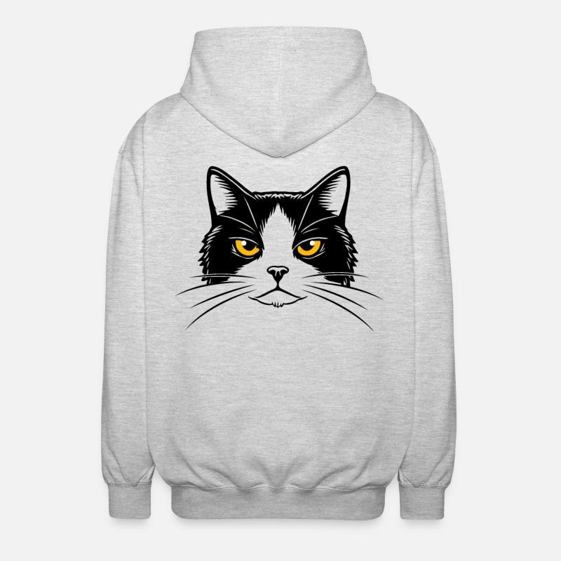 Illustration d’une tête de chat. - Veste à capuche unisexe - gris clair chiné