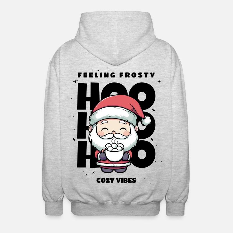 Weihnachten Pullover - Weihnachtsmann, Geschenk - Unisex Kapuzenjacke - Hellgrau meliert