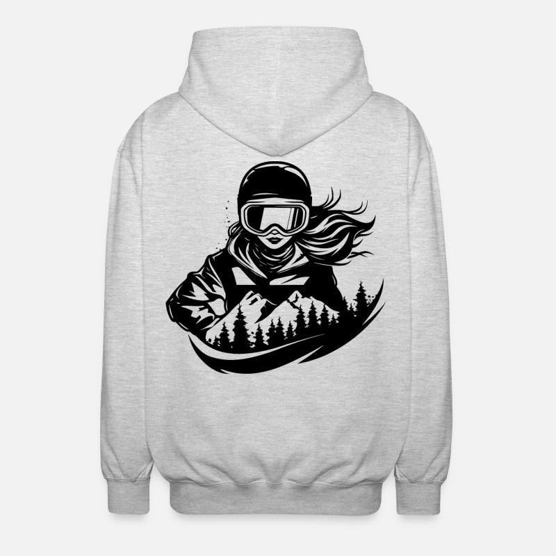 Dessin d’une snowboardeuse - Veste à capuche unisexe - gris clair chiné