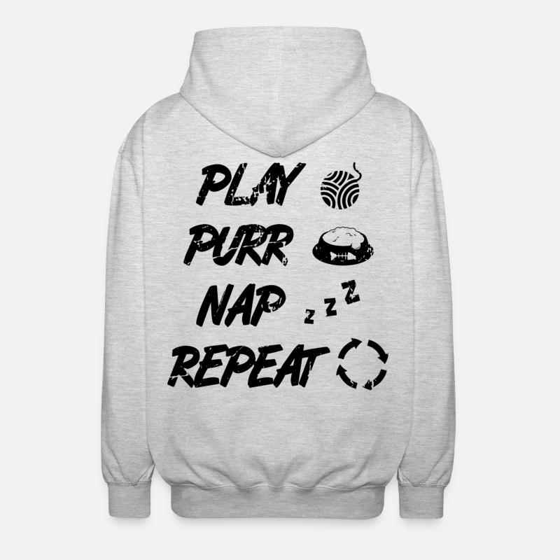 Cat Routine - Unisex Hooded Jacket - light heather grey
