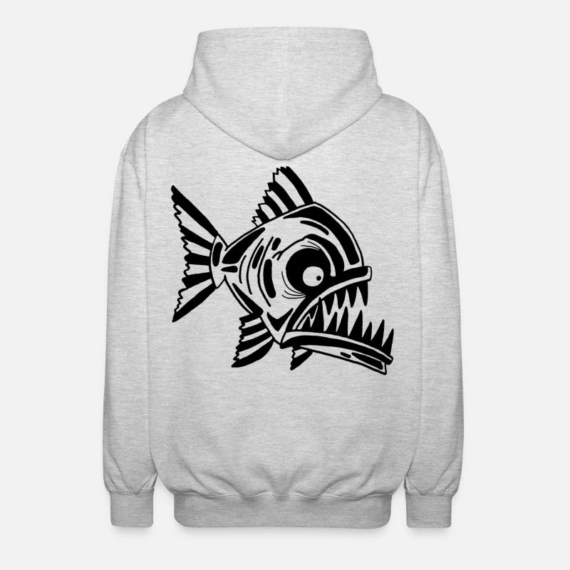 Fleischfressender Schwarzfisch - Unisex Kapuzenjacke - Hellgrau meliert