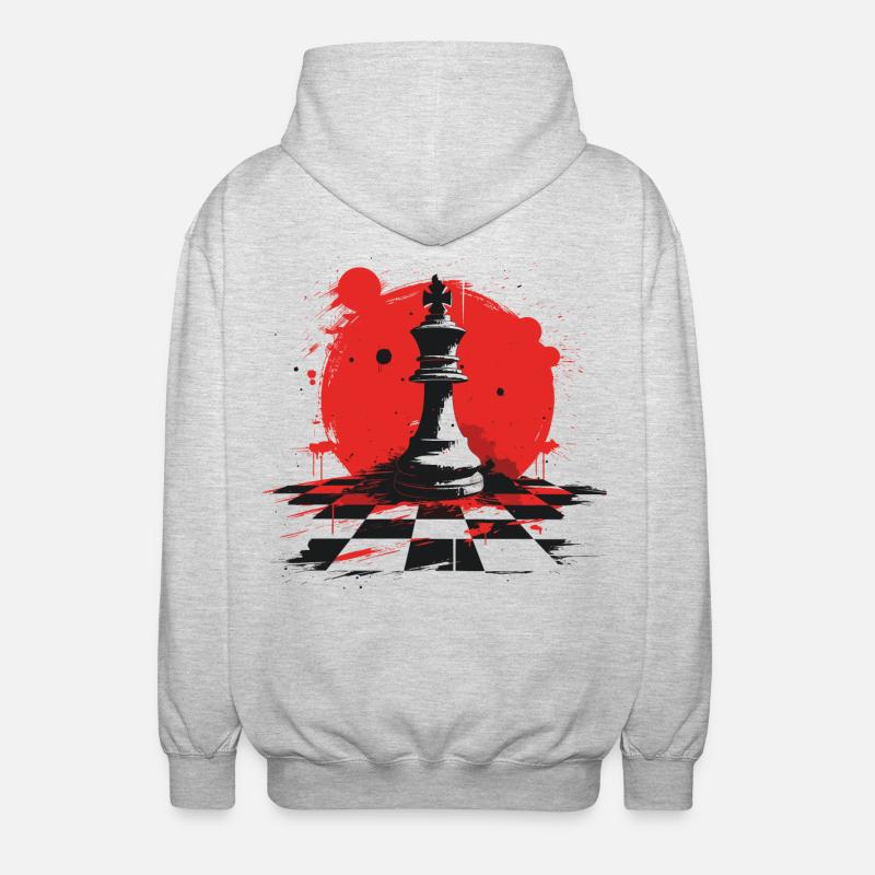 Graphiques de pièces d’échecs - Veste à capuche unisexe - gris clair chiné