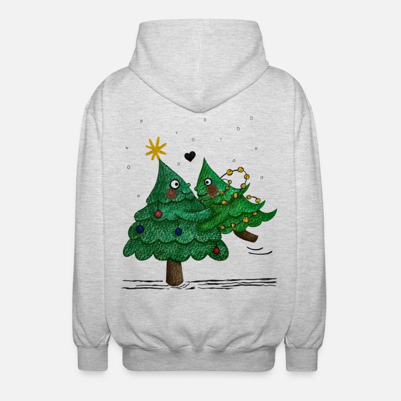 Niedliche Weihnachtsbäume - Unisex Kapuzenjacke - Hellgrau meliert