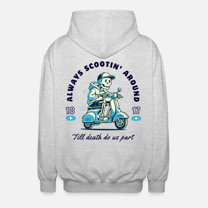 Skeleton sur la conception du scooter - Veste à capuche unisexe - gris clair chiné