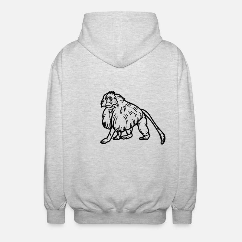 Gelada-Affe - Unisex Kapuzenjacke - Hellgrau meliert