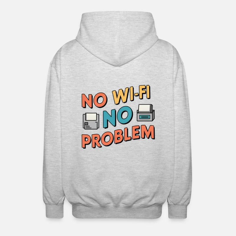 No Wi-Fi, No Problem - Unisex Kapuzenjacke - Hellgrau meliert