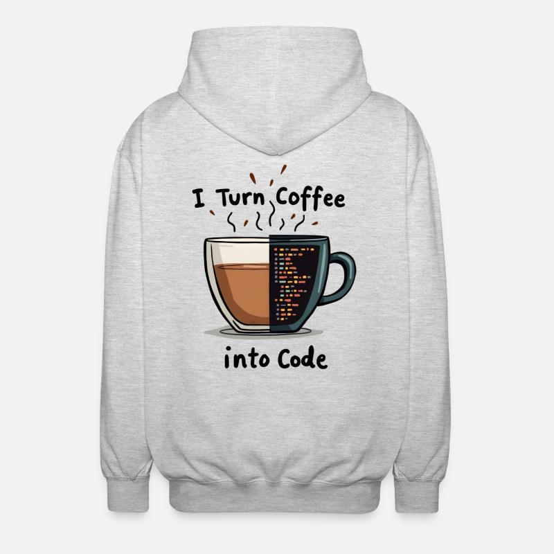 Coffee into Code - Unisex Kapuzenjacke - Hellgrau meliert
