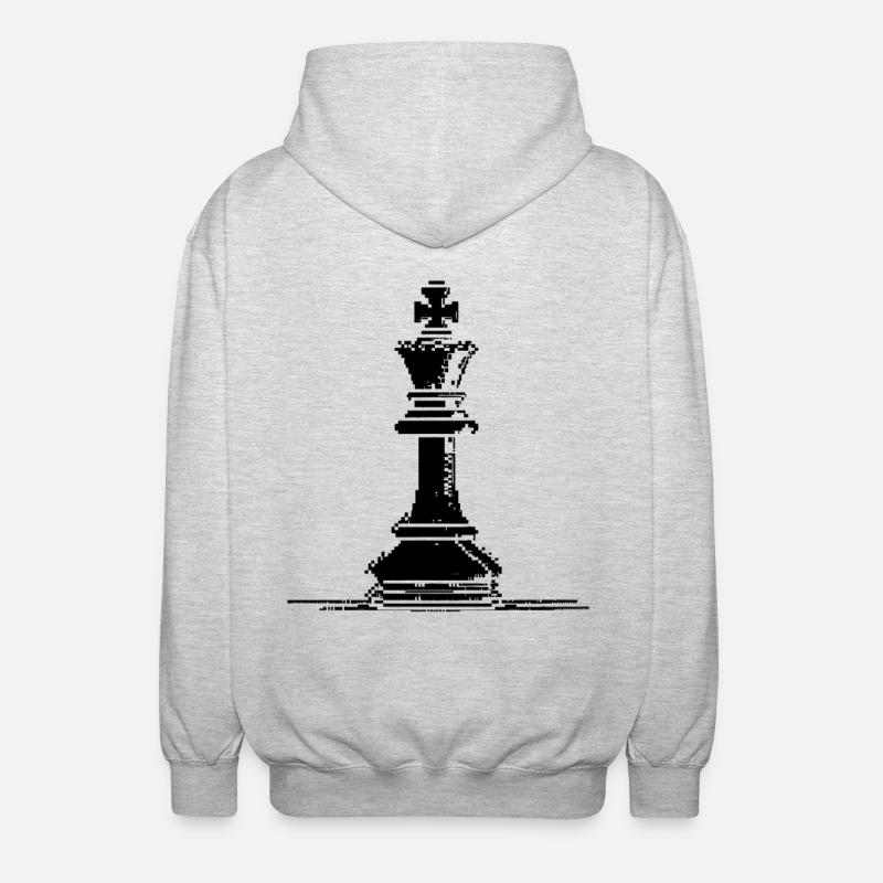 Pièce d’échecs pixel graphique - Veste à capuche unisexe - gris clair chiné