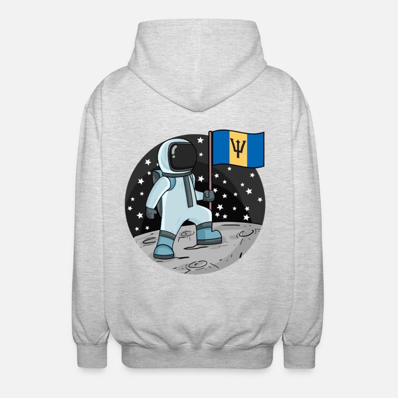 Drapeau astronaute Barbade - Veste à capuche unisexe - gris clair chiné