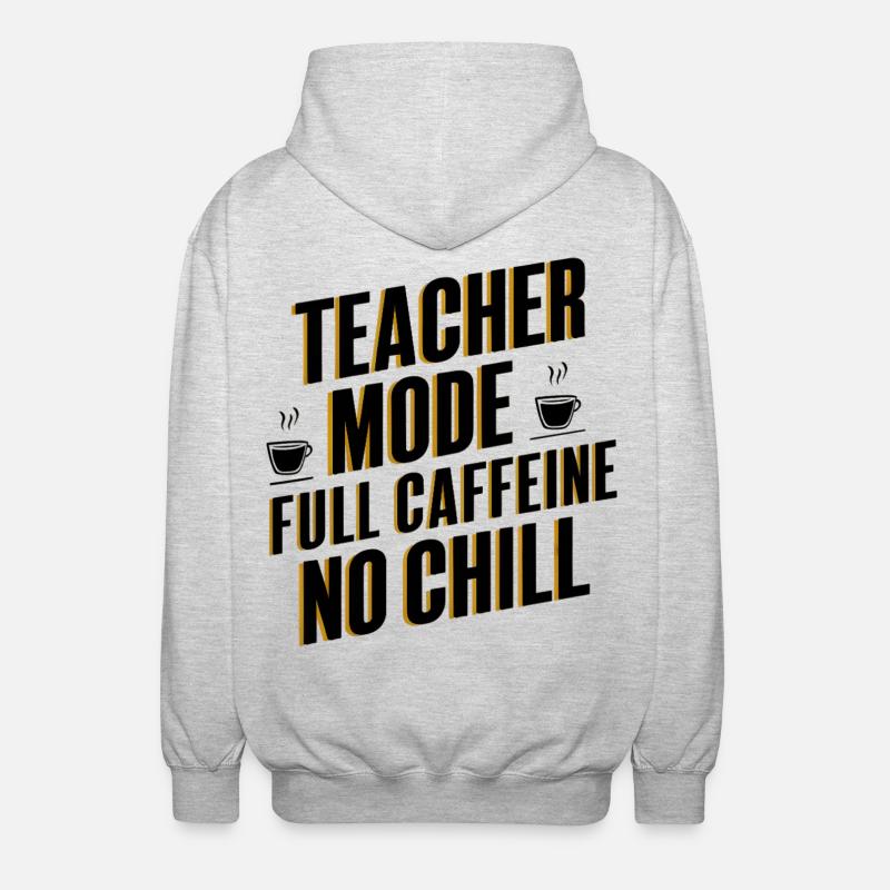 Teacher Mode Full Caffeine - Unisex Kapuzenjacke - Hellgrau meliert