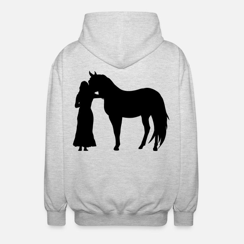 Frau mit Pferd - Unisex Kapuzenjacke - Hellgrau meliert