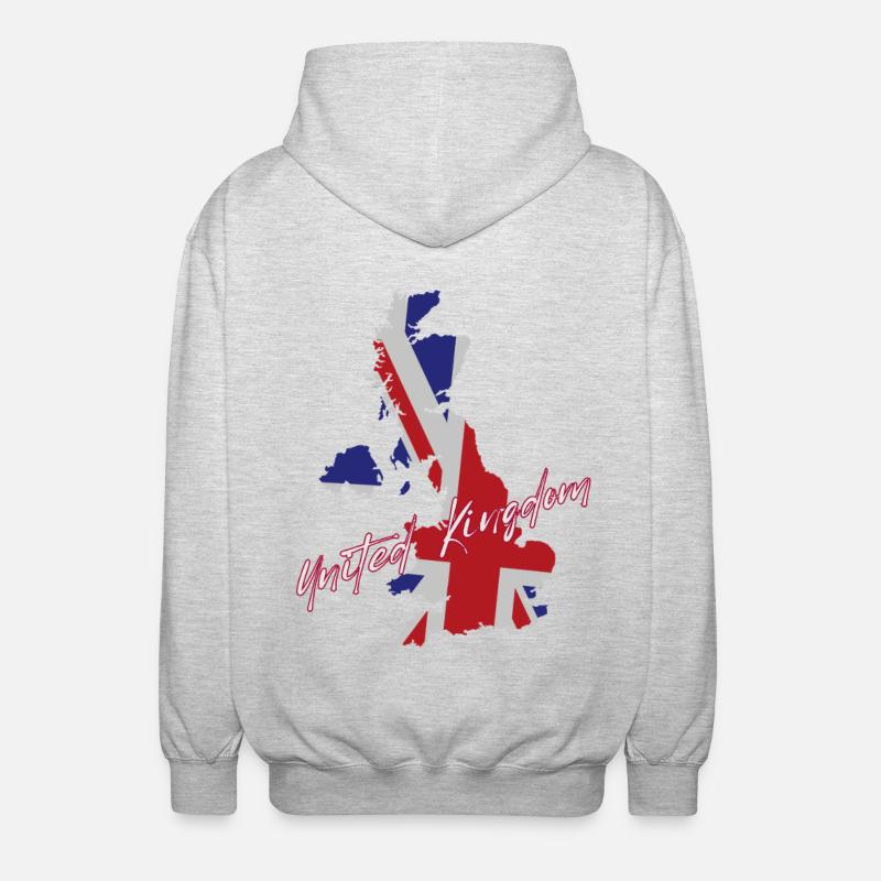 Fierté britannique, drapeau du Royaume-Uni - Veste à capuche unisexe - gris clair chiné