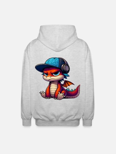 HipHop-Drache - Unisex Kapuzenjacke - Hellgrau meliert