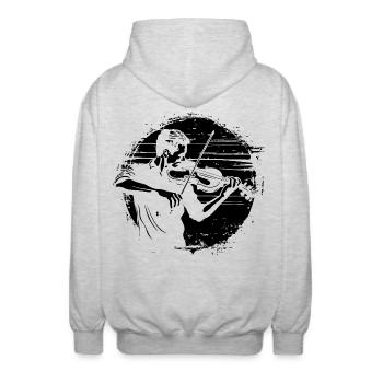 Dessin de violoniste - Veste à capuche unisexe - gris clair chiné - Dos - AI Model Male 185 light (185cm)