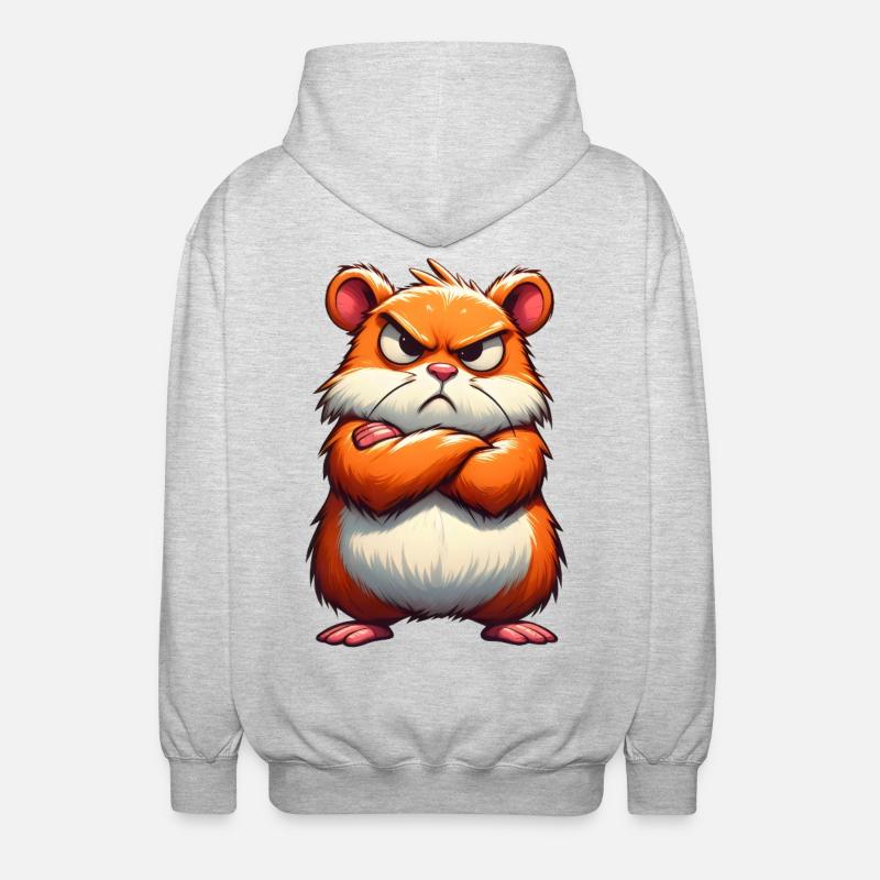 hamster grognon mécontent - Veste à capuche unisexe - gris clair chiné