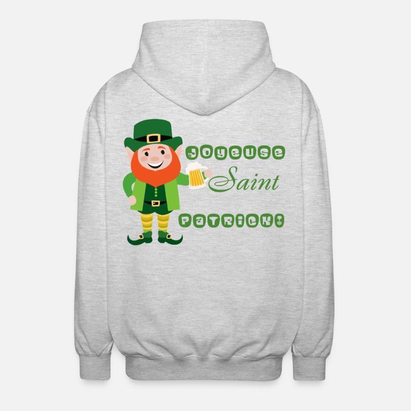 Joyeuse Saint Patrick - Leprechaun Souriant - Veste à capuche unisexe - gris clair chiné