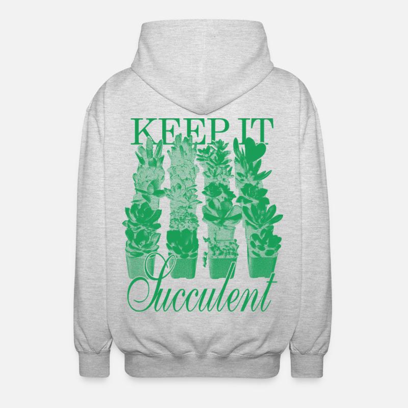 Keep It Succulent - Succulentes vertes - Veste à capuche unisexe - gris clair chiné