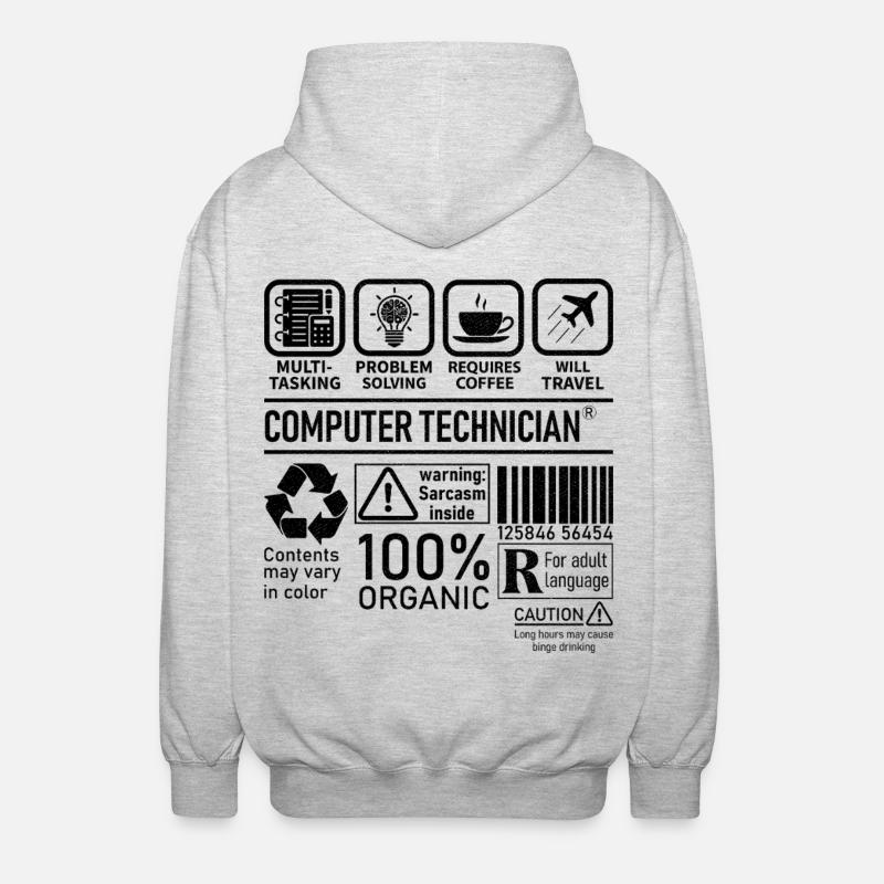 Computer Technician multi tasking problem solving - Unisex Hooded Jacket - light heather grey