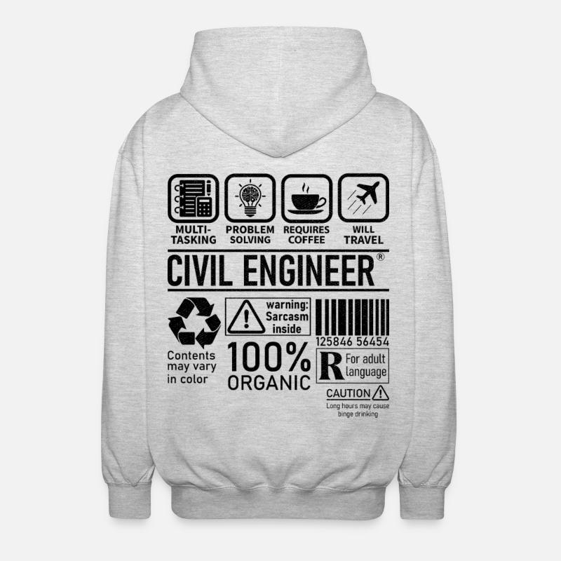 Civil Engineer multi tasking problem solving - Unisex Hooded Jacket - light heather grey
