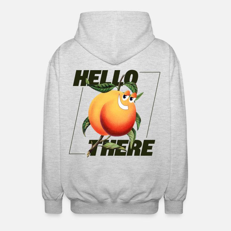 Peach Retro – Déclaration Hello There - Veste à capuche unisexe - gris clair chiné