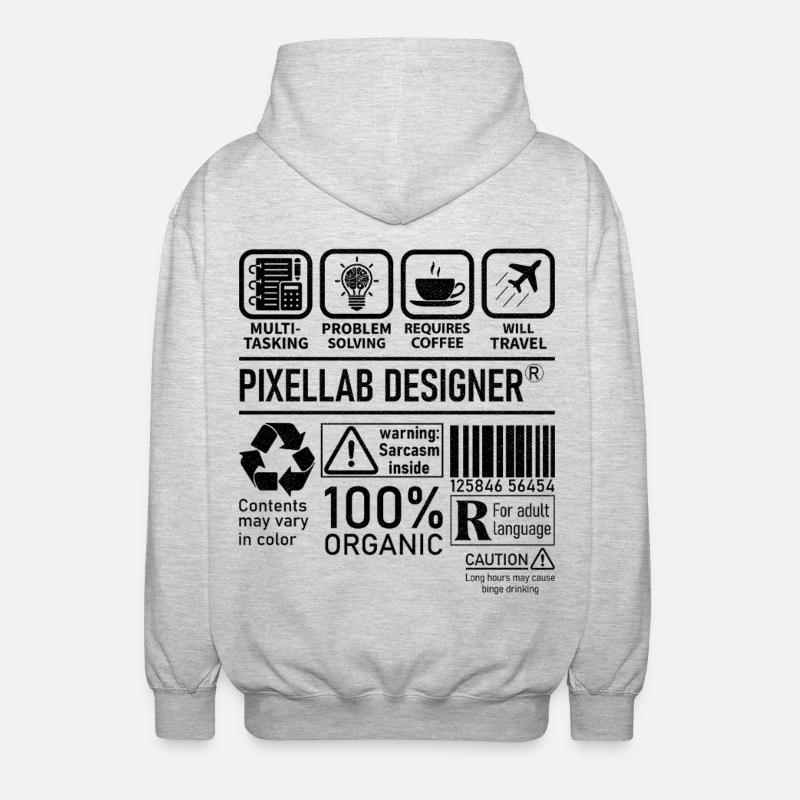 Pixellab Designer multi tasking problem solving - Unisex Kapuzenjacke - Hellgrau meliert