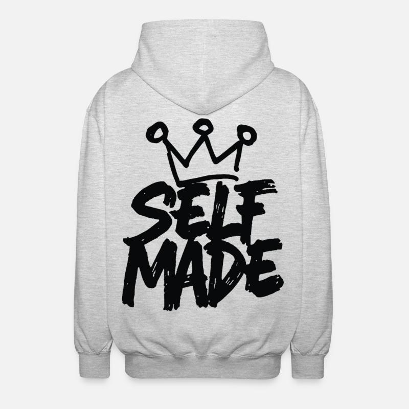 Self Made - Conception de motivation manuscrite - Veste à capuche unisexe - gris clair chiné