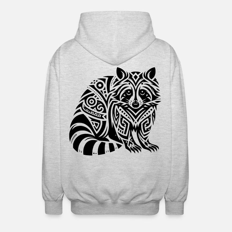 Raton laveur tribal - Veste à capuche unisexe - gris clair chiné