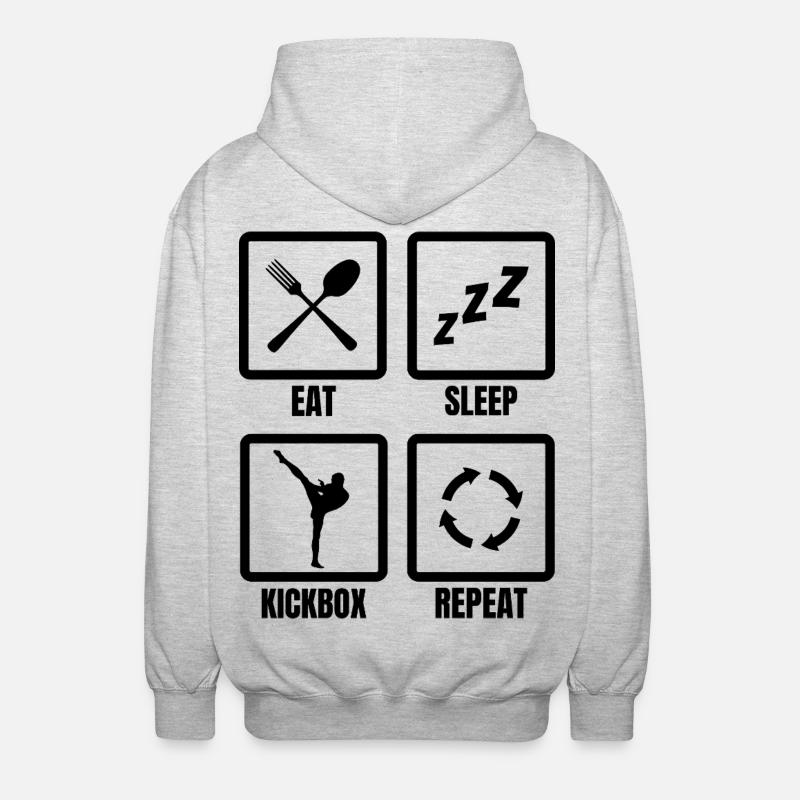 Tägliche Routine für Kickboxer - Unisex Kapuzenjacke - Hellgrau meliert