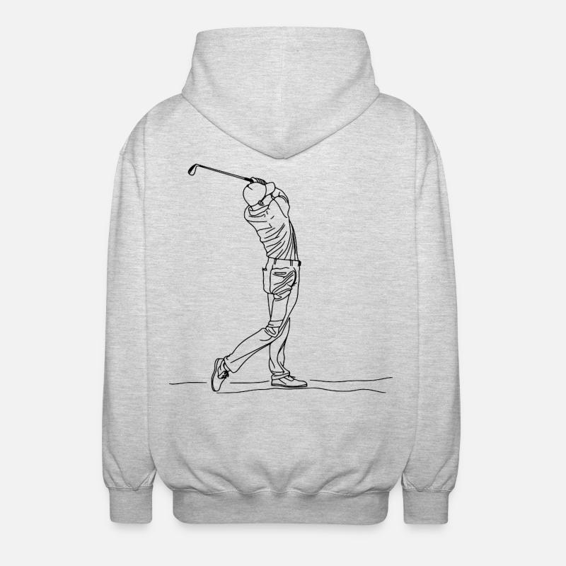 Golf Boy One Line Drawing - Unisex Kapuzenjacke - Hellgrau meliert