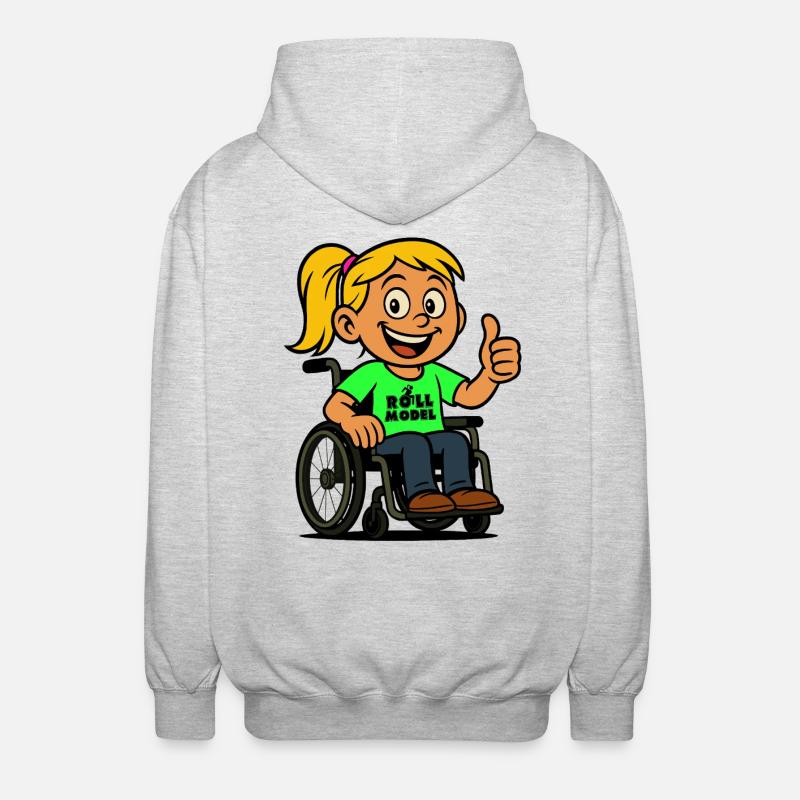 Lolla Vorbild der Rollstuhlfahrer. Rollstuhl # - Unisex Kapuzenjacke - Hellgrau meliert