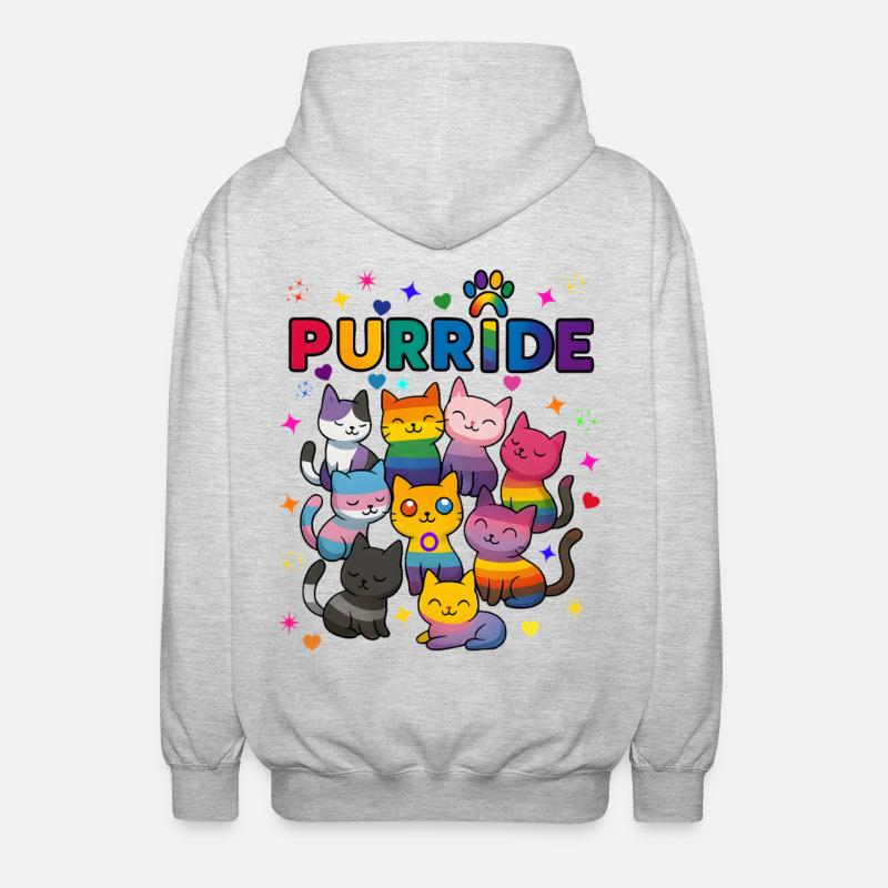 Purride Chats LGBT - Veste à capuche unisexe - gris clair chiné