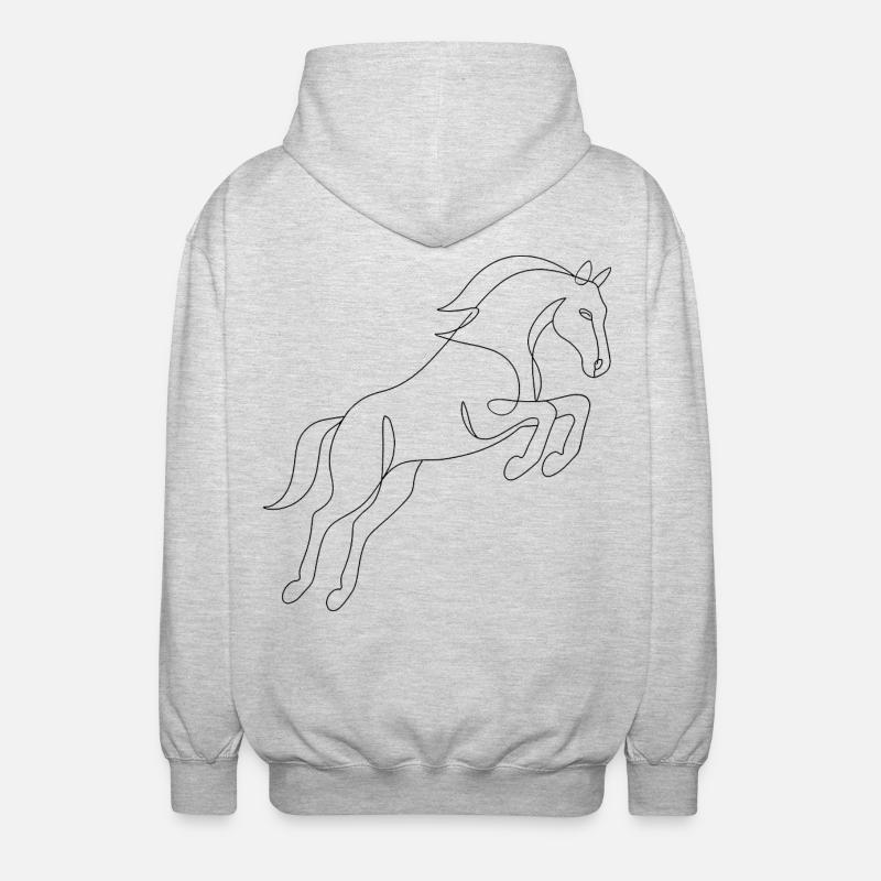 One Line Drawing - Pferd - Unisex Kapuzenjacke - Hellgrau meliert