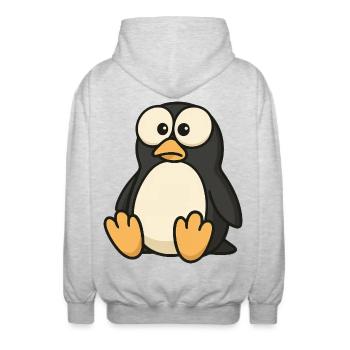 Lustiger verwirrter Pinguin mit Kulleraugen  - Unisex Kapuzenjacke - Hellgrau meliert - Hinten - AI Model Male 185 light (185cm)