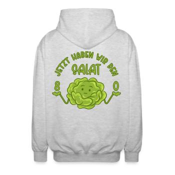 80. Geburtstag - Jetzt haben wir den Salat 80 - Unisex Kapuzenjacke - Hellgrau meliert - Hinten - AI Model Male 185 light (185cm)