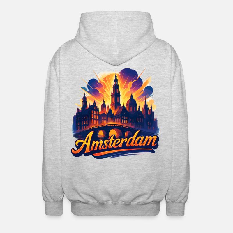 Amsterdam Capitale Pays-Bas Pays-Bas Cadeau - Veste à capuche unisexe - gris clair chiné
