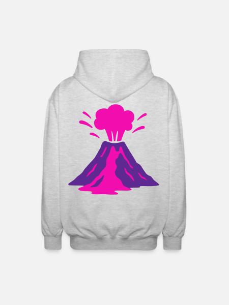Vulkanausbruch in pink - Unisex Kapuzenjacke - Hellgrau meliert