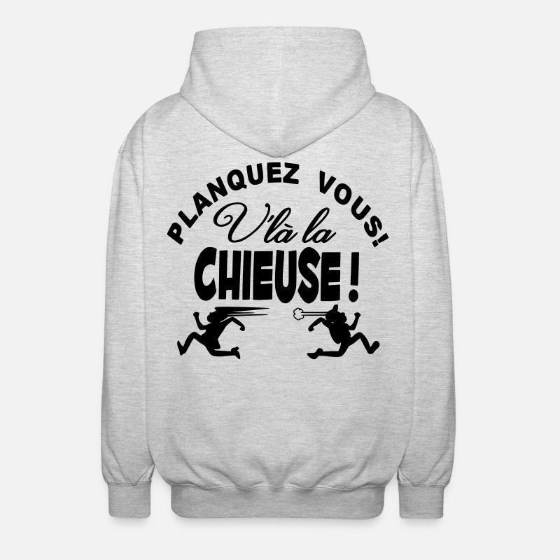 La Chieuse arrive planquez vous! - Veste à capuche unisexe - gris clair chiné