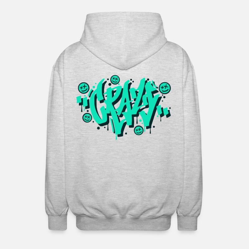 Verrücktes Graffiti-Buchstaben-Design - Unisex Kapuzenjacke - Hellgrau meliert