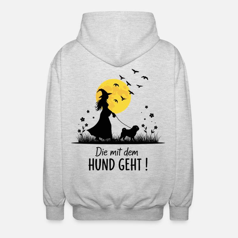 Die mit dem Mops geht ! - Unisex Kapuzenjacke - Hellgrau meliert