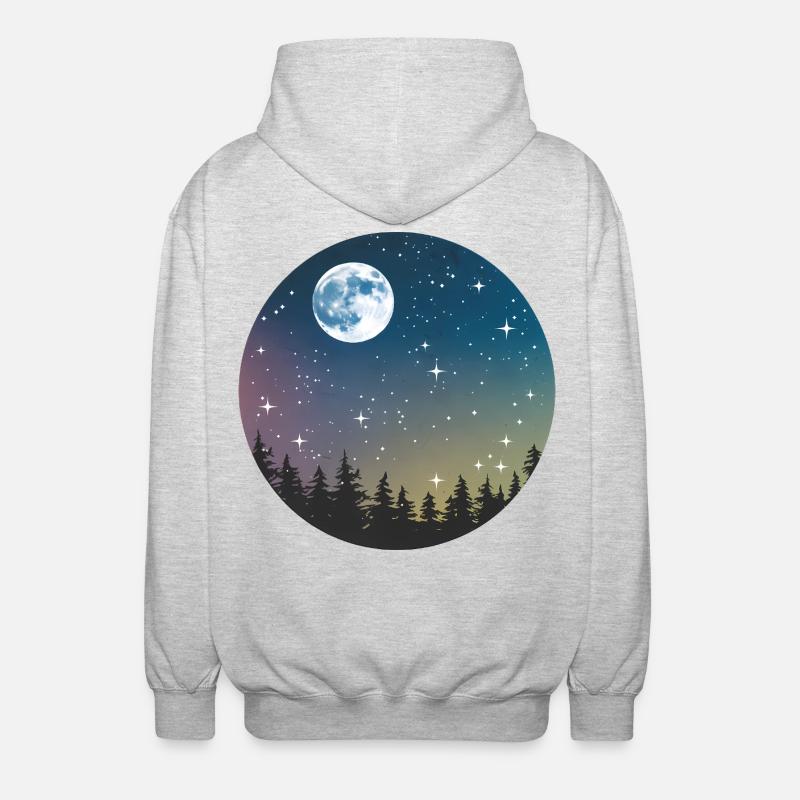 Motif de forêt nocturne céleste - Veste à capuche unisexe - gris clair chiné