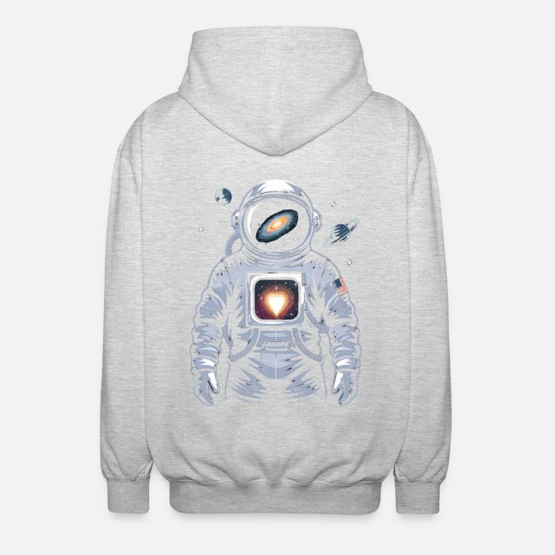 Conception d’astronaute de cœur de l’espace - Veste à capuche unisexe - gris clair chiné